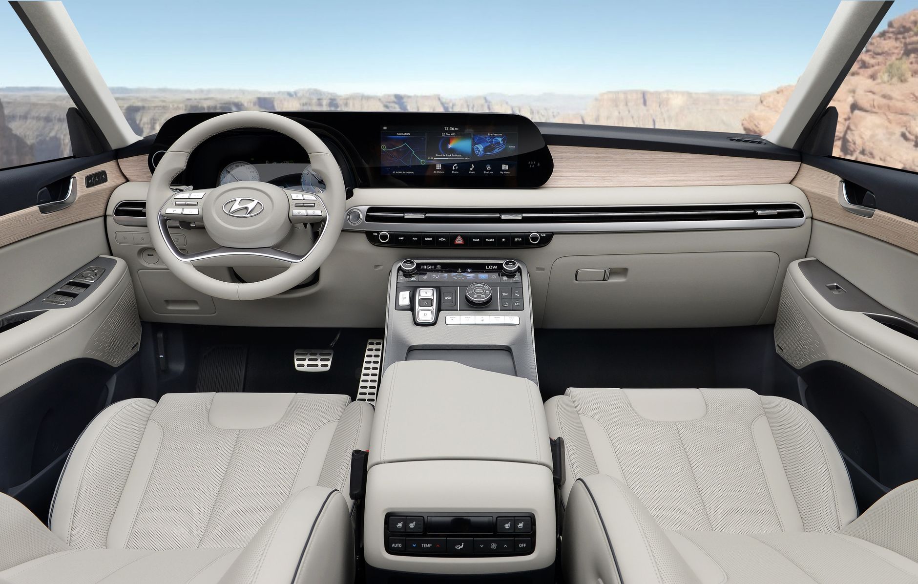 Sleek Hyundai SUV interior showcasing modern design and technology.